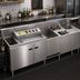 Thumbnail image #2 for 72-Inch Underbar Hand and Dump Sink Workstation with Elixir Well, Ice Bin, Liquor, Tool Caddy, and Cabinet Below