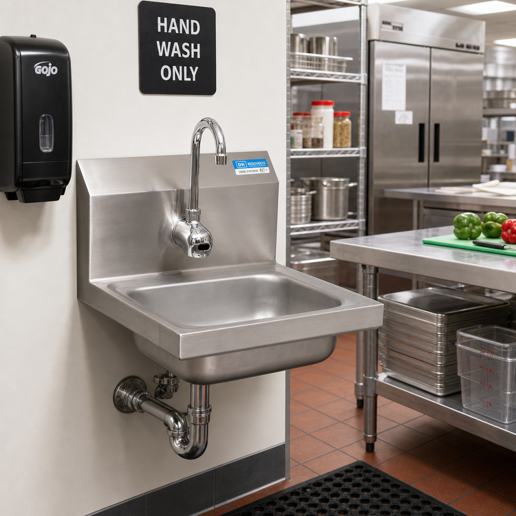 Product image #2 for BK Resources Wall-Mount Hand Sink with Sensor Faucet, 14 x 10 x 5-Inch Bowl, 304 Stainless Steel