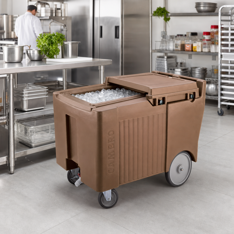 Product image #3 for Cambro SlidingLid 175 lb. Mobile Ice Caddy with Easy Wheels