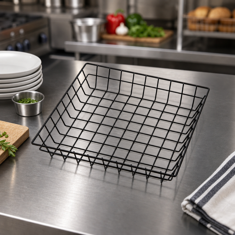 Product image #2 for American Metalcraft 12-Inch Square Black Iron Wire Grid Serving Basket