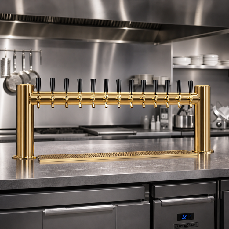 Product image #2 for Metropolis H 50-Inch Wide Countertop 14-Faucet Glycol-Cooled Draft Beer Tower, PVD Brass Finish