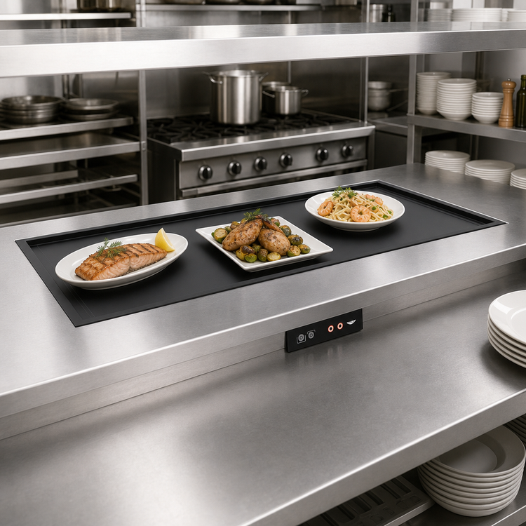 Product image #2 for Vollrath 44 Inch Wide Recessed Drop-In Heated Shelf, Dual-Zone, Black Aluminum Hardcoat, 120V