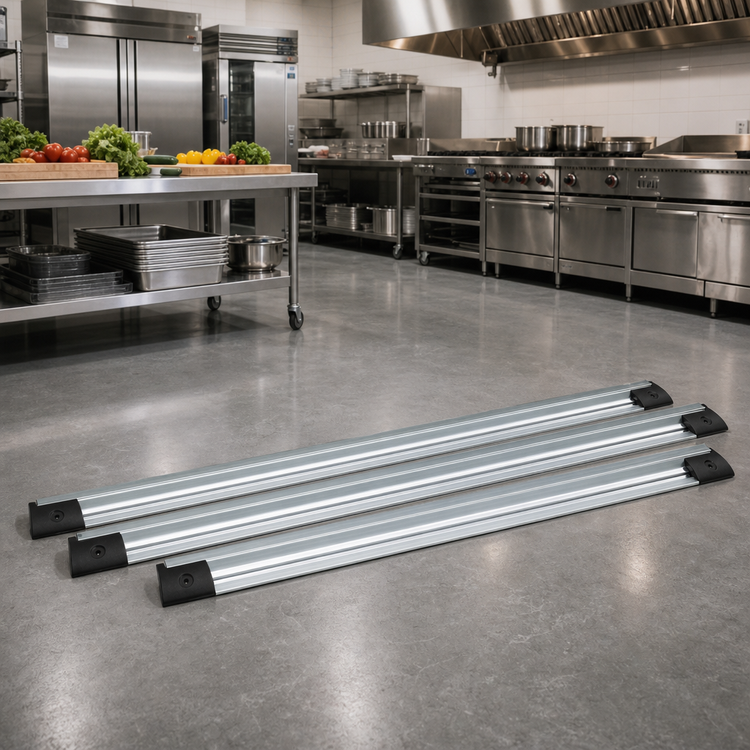 Product image #2 for Quantum Double Unit Floor Track Assembly Kit with 3 11-Foot V-Groove Aluminum Tracks