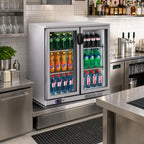 Thumbnail image #2 for BK Resources SSBB-2G-36 36-Inch Slimline 2-Door Glass Back Bar Refrigerator, Stainless Steel, Bottom-Mounted Refrigeration