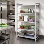 Thumbnail image #3 for Cambro Camshelving® Premium CPU183664VS4480 4-Tier Stationary Starter Shelving Unit, 18 x 36 x 64 Inches, 3 Vented/1 Solid Shelves