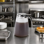 Thumbnail image #2 for Vollrath Dripcut® 2748 48 oz Tabletop Syrup Dispenser with White Polyethylene Jar and Chrome-Plated Top Case of 6
