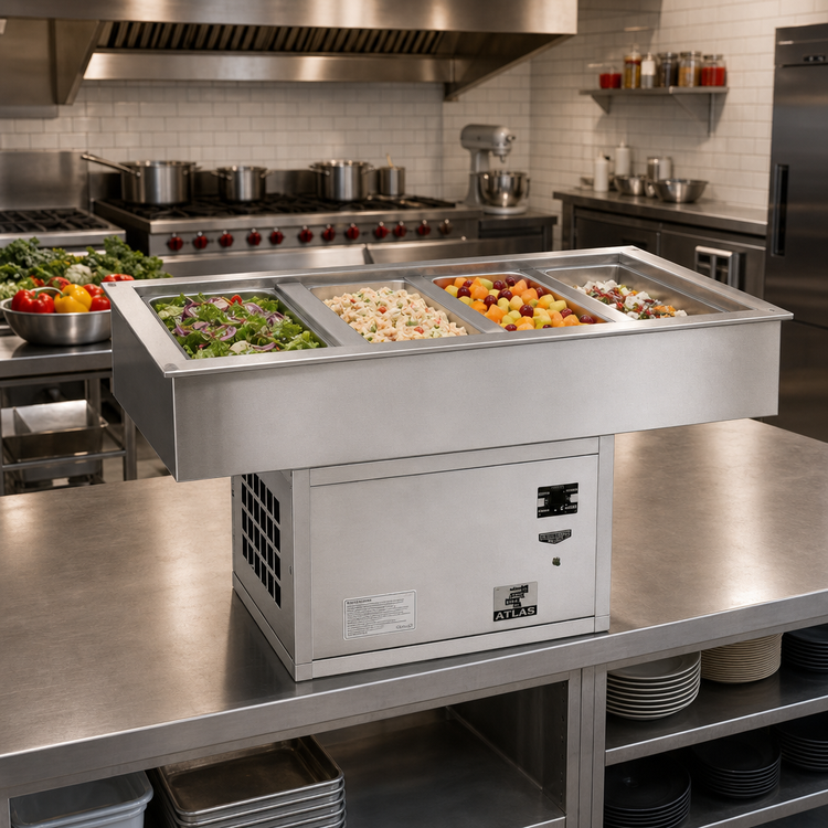 Product image #2 for Atlas Metal WCM-4 Self-Contained Refrigerated 4-Pan Full-Size Cold Food Drop-In Well
