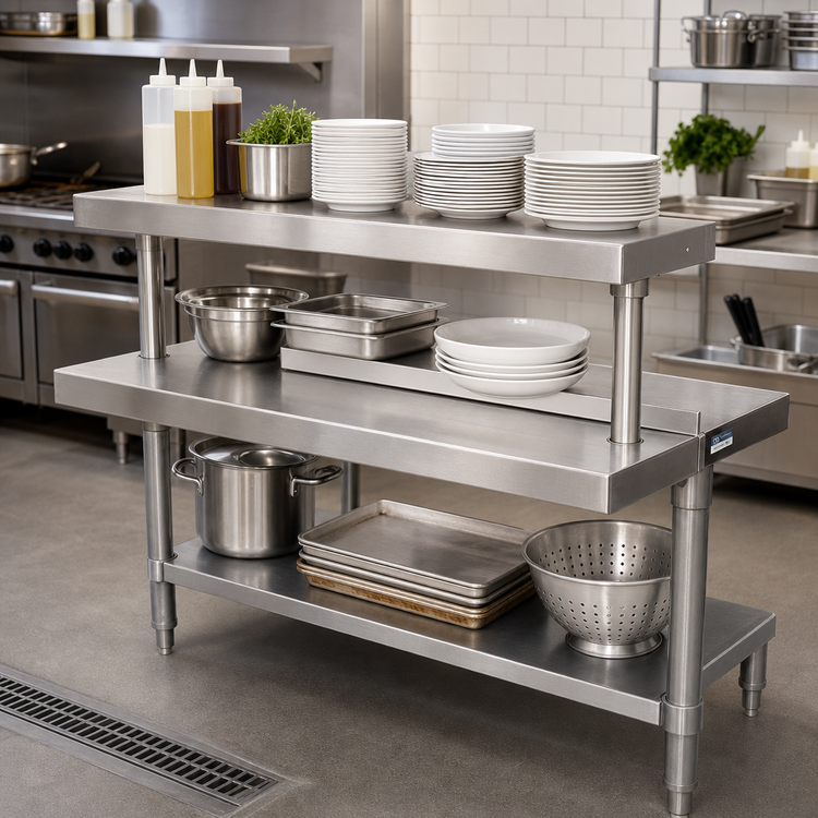 Product image #2 for BK Resources Adjustable Stainless Steel Plate Shelf for EQ-WS15 Work Shelf