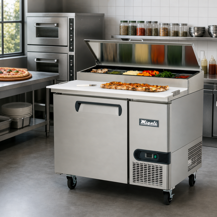 Product image #2 for Migali Competitor Series® 44-Inch Single-Section Refrigerated Pizza Prep Table