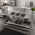 Thumbnail image #2 for Three-Compartment 10 in. x 14 in. Drop-In Sink with Double Drainboards and Lead-Free Faucet