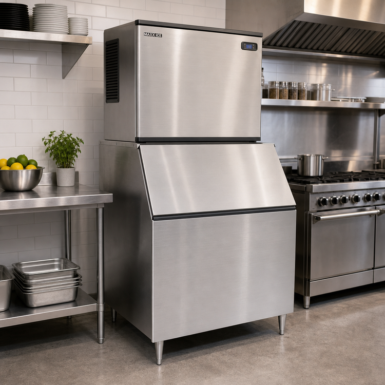 Product image #2 for Maxx Ice MIB400 400 lb Ice Storage Bin for Top-Mounted Ice Makers, Stainless Steel