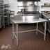 Thumbnail image #2 for John Boos Stallion 72-Inch x 24-Inch 16-Gauge 300-Series Stainless Steel Work Table with 5-Inch Backsplash