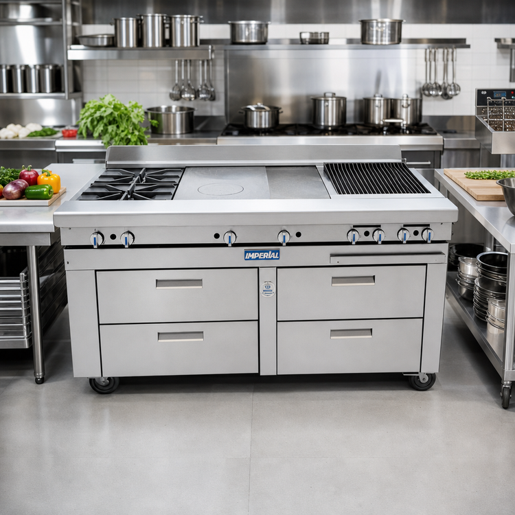 Product image #2 for Imperial Spec Series 72-Inch Sizzle 'N Chill System with 4 Drawers, Remote Refrigeration