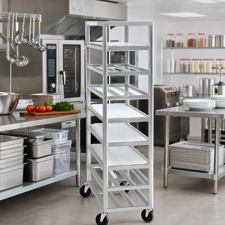 Product image #2 for Extra Heavy-Duty Universal Aluminum Platter Rack, 7 Shelves, End-Load, 16.5 x 33 x 64 Inches