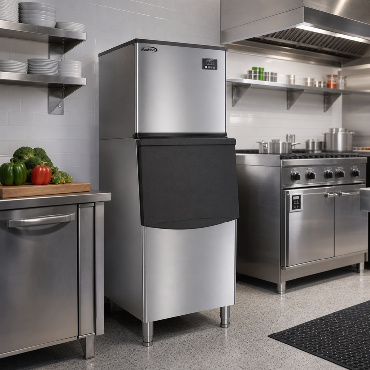 Product image #2 for KoolMore CIM-315 25-Inch Wide Freestanding Air-Cooled Commercial Ice Maker with 200 lb Storage Bin, 315 lb/24 Hr Production