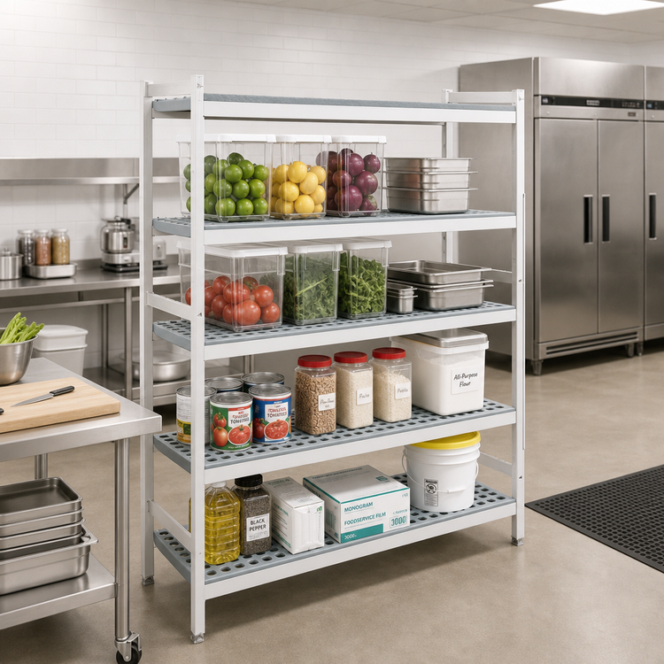 Product image #2 for Fermostock 4-Tier Stationary Starter Polymer Shelving Unit, 52W x 22D x 83H