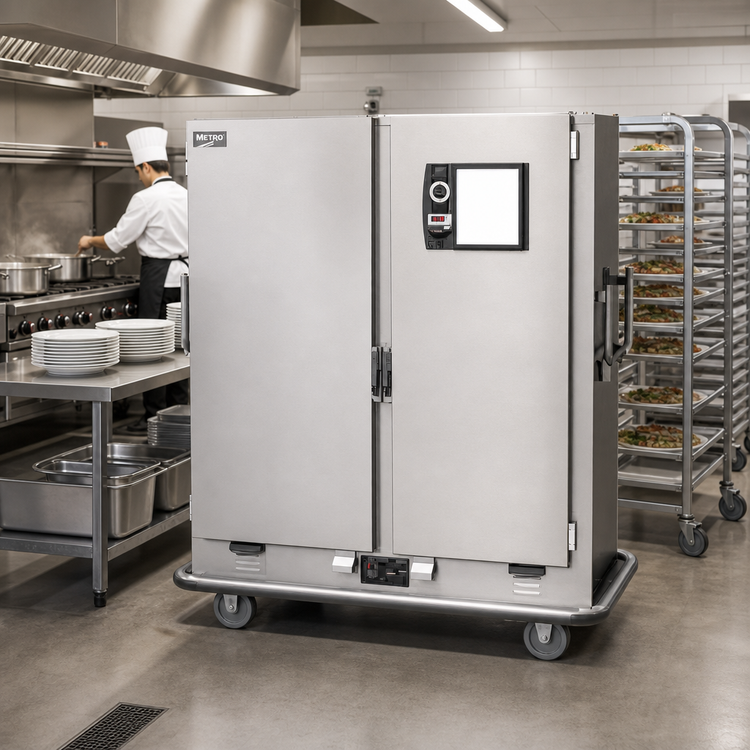 Product image #2 for Metro MBQ-200D Heated Two-Door Insulated Stainless Steel Banquet Holding Cabinet, 200 Plate Capacity