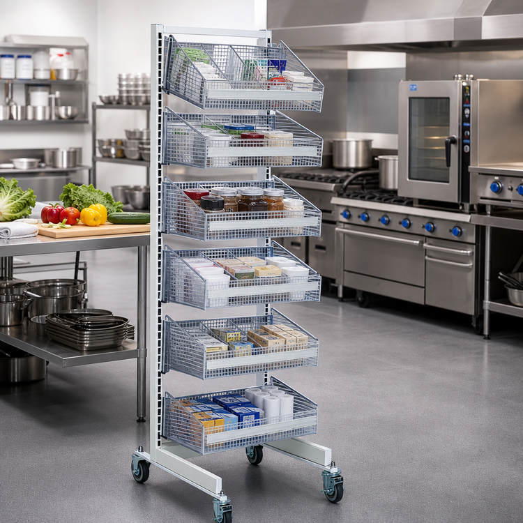 Product image #2 for Quantum Mobile Single-Sided Partition Wall Starter Unit with Baskets and Dividers, 36W x 26D x 74H