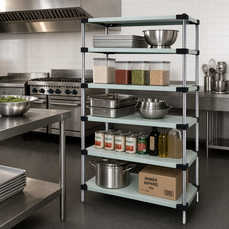 Product image #2 for Quantum 5-Shelf Solid Stainless Steel Shelving Starter Kit, 48 x 24 x 54 Inches