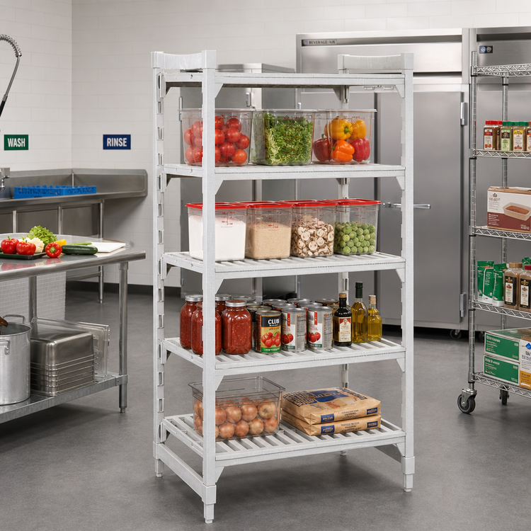 Product image #3 for Cambro Camshelving Premium 4-Tier Stationary Polymer Shelving Starter Unit, 21 x 42 x 84 Inches