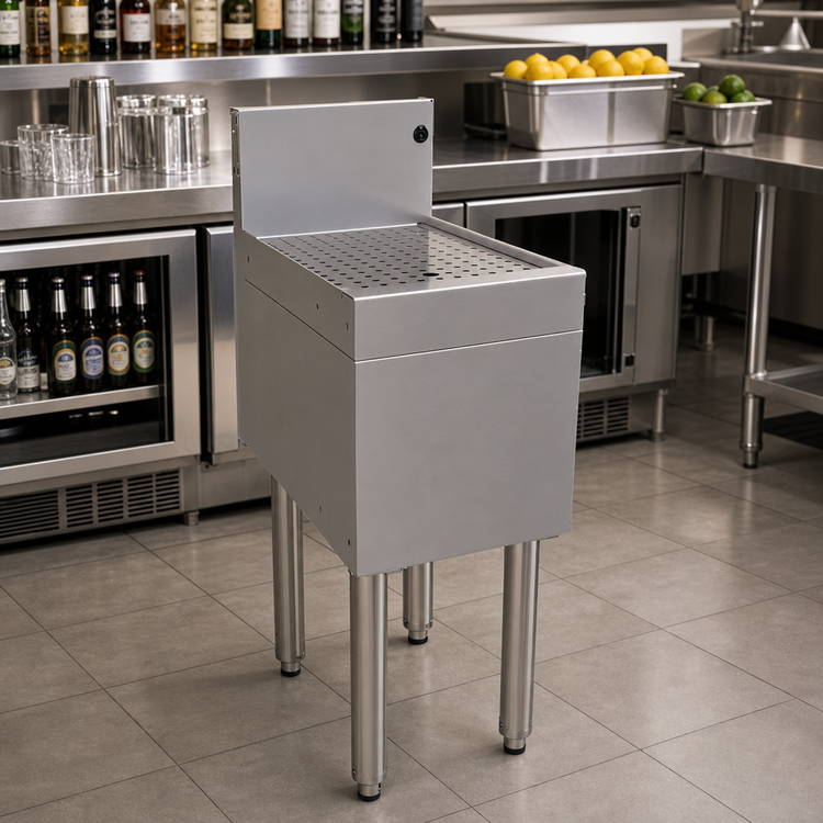 Product image #2 for Glastender Free Standing Stainless Steel Underbar Drainboard with Removable Perforated Insert, 12 x 19 Inches