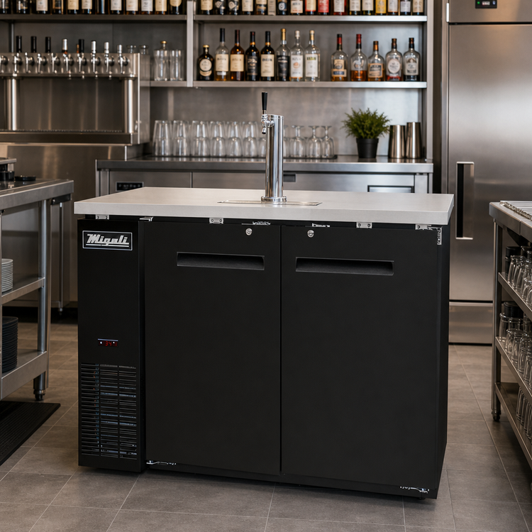 Product image #3 for Migali Competitor Series Two-Section Direct Draw Beer Cooler with Single-Faucet Tower, 48.75-Inch Wide, 2 Half-Barrel Keg Capacity