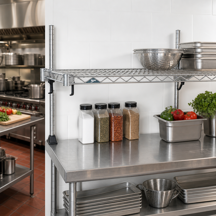 Product image #2 for Metro Super Erecta Super Adjustable Wire Shelf, 42 in W x 14 in D, Stainless Steel Finish