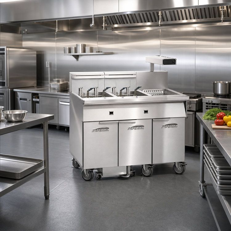 Product image #2 for Imperial 4-Tank Electric Floor Fryer with Built-In Filter System and Dump Station