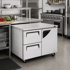 Thumbnail image #2 for Turbo Air Super Deluxe TUR-48SD-D2R-N 48-1/4-Inch 2-Section Undercounter Refrigerator with 2 Drawers and Right-Hinged Solid Door