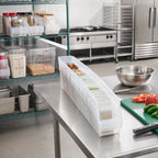 Thumbnail image #2 for Quantum QSB205CL Nesting Shelf Bin, Clear Polypropylene, 4-1/8 x 23-5/8 x 6 Inches, 7 Divider Slots Case of 16