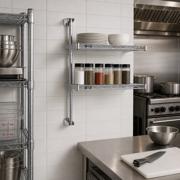 Product image #2 for Metro Super Erecta Stainless Steel 2-Tier Wall-Mount Post and Brackets, 33-5/8 Inch Height