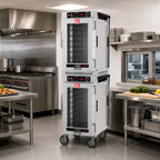 Thumbnail image #3 for Metro HotBlox™ HBCN16-ACPS-M Mobile Dual-Cavity Pass-Thru Insulated Holding Cabinet, 16-Pan, Analog, Clear Front/Solid Rear Doors