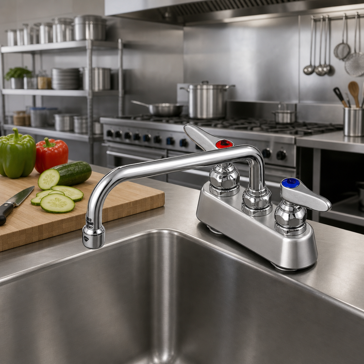 Product image #2 for T&S Brass B-1102 Deck-Mount Workboard Faucet with 10-Inch Swivel Nozzle