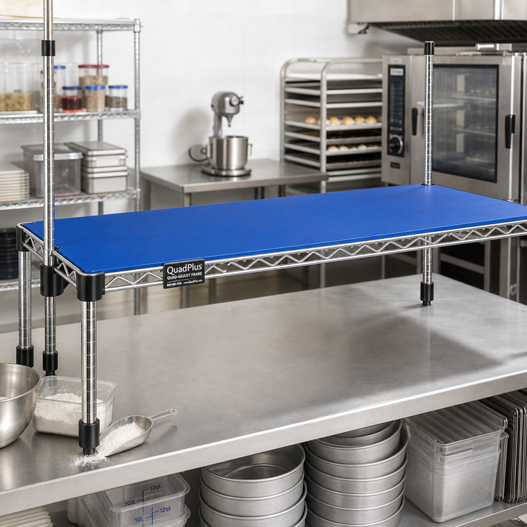 Product image #2 for QuadPlus 72-Inch x 24-Inch Solid Blue Polymer Shelf Mat with Quad-Adjust Frame
