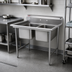 Thumbnail image #2 for Eagle Group 414 Series Two-Compartment Sink with Legs and 9-1/2 Inch Backsplash, 45-1/2 x 31-1/4 Inches