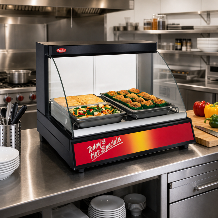 Product image #2 for Hatco Glo-Ray Designer Curved Glass Single-Shelf Heated Display Case, 20.63-Inch Countertop, 120V, 410W