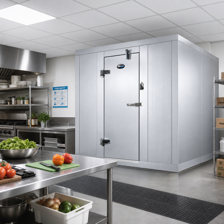Product image #2 for AmeriKooler Quick Ship Indoor 8 Ft. x 8 Ft. Walk-In Cooler with Aluminum Floor and Remote R-448A Refrigeration