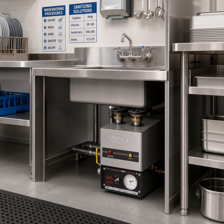 Product image #2 for Hatco 3CS-9B Undersink Electric Sanitizing Sink Heater, 9 kW, Stainless Steel Front