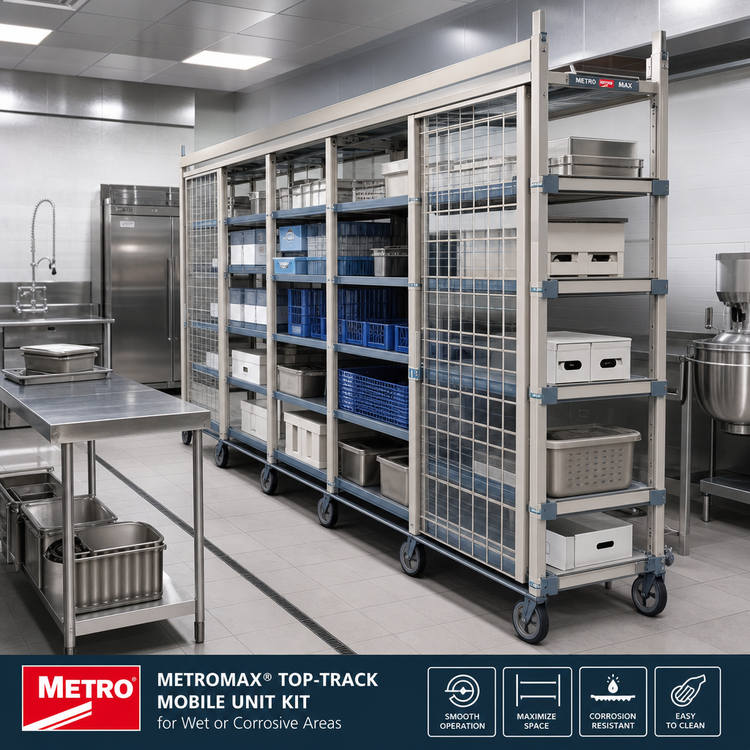 Product image #2 for MetroMax Top-Track Mobile Unit Kit for Wet or Corrosive Areas, 18 Inch Wide
