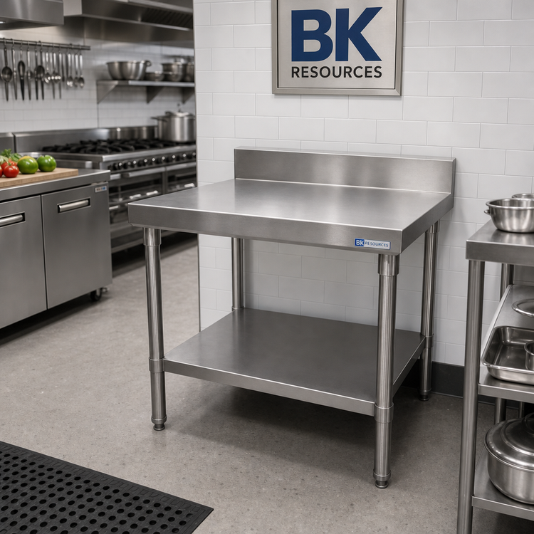 Product image #2 for BK Resources 30 Inch x 24 Inch Stainless Steel Work Table with 5 Inch Riser and Undershelf