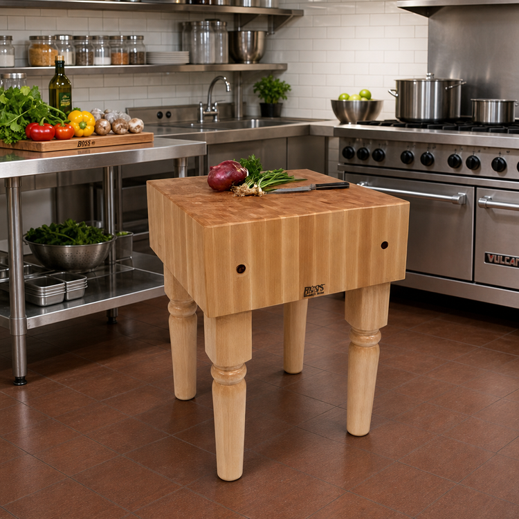 Product image #2 for John Boos Boos Block AB06 End Grain Hard Rock Maple Butcher Block Work Table with Oil Finish, 30 x 24 x 34 Inches