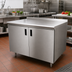 Thumbnail image #2 for Advance Tabco HF-SS-245 Enclosed Stainless Steel Work Table with Cabinet Base and Hinged Doors, 60 x 24 Inches, 14-Gauge 304 Top
