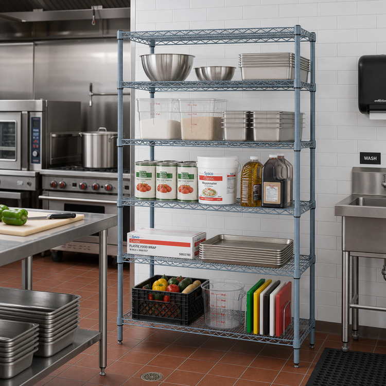 Product image #2 for Quantum Stationary 5-Shelf Wire Shelving Starter Kit, 36 x 30 x 54 Inches, Gray Epoxy Antimicrobial Finish