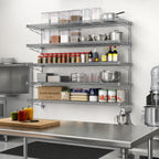Thumbnail image #2 for Eagle Group QuadTruss S3-5B-SSW1848C 5-Tier Wall-Mounted Wire Shelf Kit, 48"W x 18"D, Chrome