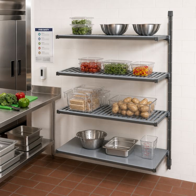 Product image #2 for Cambro Camshelving Basics Plus 4-Tier Add-On Polymer Shelving Unit, 30 x 21 x 72 Inches, 3 Vented Shelves and 1 Solid Shelf, Brushed Graphite