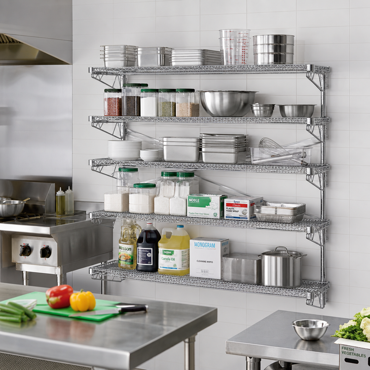 Product image #2 for QuadTruss 5-Tier Wall-Mounted Open Wire Shelf Kit, 36 x 18 Inches, Chrome