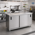Thumbnail image #2 for Advance Tabco Special Value Economy Enclosed Work Table with Cabinet Base and Sliding Doors, 96 x 30 Inches, 16 Gauge 304 Stainless Steel Top