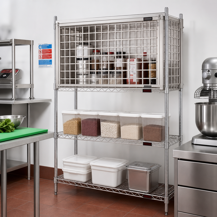 Product image #2 for Eagle Group Stainless Steel Security Enclosure Kit for Wire Shelving, 60"W x 18"D, Flip-Up Door