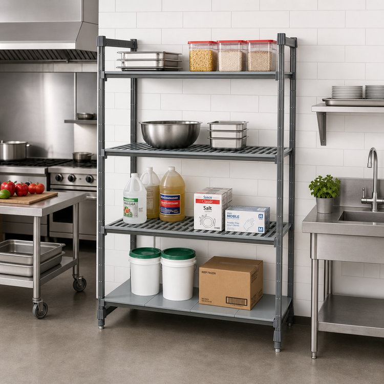 Product image #2 for Cambro Camshelving Basics Plus 4-Shelf Add-On Polymer Shelving Unit, 36-Inch Wide x 24-Inch Deep x 64-Inch High, Brushed Graphite