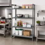 Thumbnail image #2 for Cambro Camshelving® Basics Plus CBA243664VS4580 4-Shelf Add-On Polymer Shelving Unit, 36 x 24 x 64 Inches, 3 Vented/1 Solid, Brushed Graphite